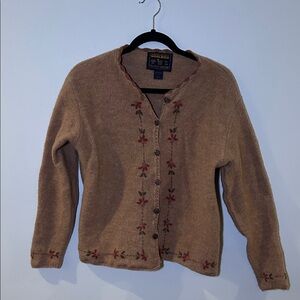 Embroidered Brown Woolrich Women's Sweater, size S, 100% wool